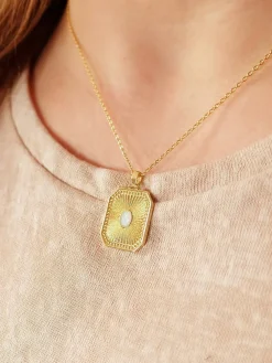 Online 45870 Augusta Jewellery Gold Plated Necklace - Opal Sunburst