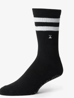 New YOGAMA02 Base 33 Crew Grip Socks - Black & White Stripe