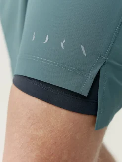 Hot AGENCY01 Born Living Yoga Natron Double Layer Short - Grey Green/Road Grey