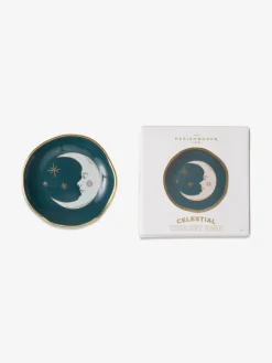 Clearance DESIGN01 Designworks Ink Celestial Ceramic Trinket Dish - Teal Moon