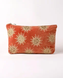 Hot ELIZAB01 Elizabeth Scarlett Velvet Everyday Pouch - Rust Sun Goddess