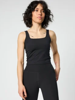 Best EASEDK01 Girlfriend Collective Tommy Square Neck Tank - Black