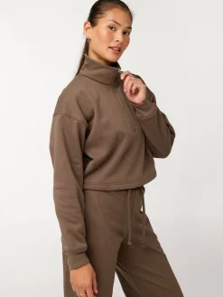EASEDK01 Girlfriend Collective Vega Half Zip Sweatshirt - Mink