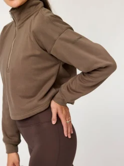 EASEDK01 Girlfriend Collective Vega Half Zip Sweatshirt - Mink
