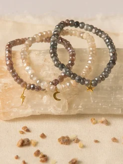 Clearance GODDES01 Goddess Charms Moon Stone Bracelet - Taupe