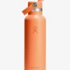 New HYDROF01 Hydro Flask 621ml (21oz) Standard Mouth Bottle with Flex Straw Cap - Nectar Orange