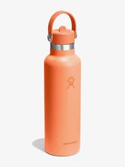 New HYDROF01 Hydro Flask 621ml (21oz) Standard Mouth Bottle with Flex Straw Cap - Nectar Orange