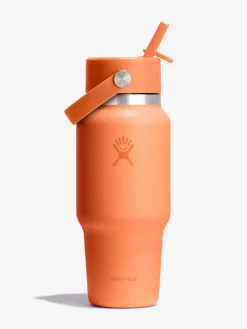 Outlet HYDROF01 Hydro Flask 710ml (24oz) Wide Mouth Travel Bottle with Flex Straw Cap - Nectar Orange