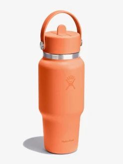 Outlet HYDROF01 Hydro Flask 710ml (24oz) Wide Mouth Travel Bottle with Flex Straw Cap - Nectar Orange
