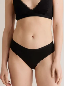Hot KOMOD01 Komodo Paloma Organic Cotton Lace-Trim Briefs - Black