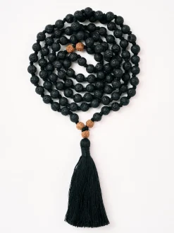 Clearance YANTRA01 Mala Bead Necklace - Black Lava