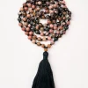 Hot YANTRA01 Mala Bead Necklace - Black Rhodonite