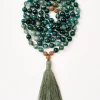 New YANTRA01 Mala Bead Necklace - Green Moss Agate