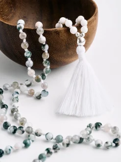 Outlet YANTRA01 Mala Bead Necklace - Tree Agate & Mother of Pearl