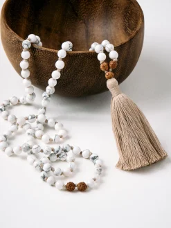 New YANTRA01 Mala Bead Necklace - White Howlite