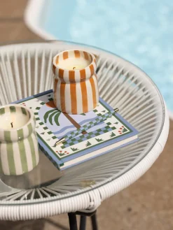 New DESIGN01 Paddywax Cabana Striped Ceramic Candle - Bora Bora