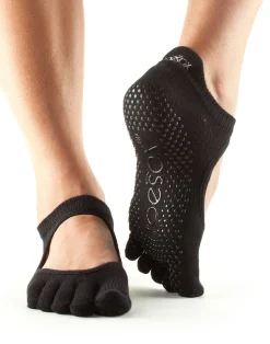 Discount YOGAMA02 ToeSox Full Toe Bellarina Grip Socks - Black