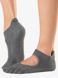 Clearance YOGAMA02 Toesox Full Toe Bellarina Grip Socks - Charcoal Grey