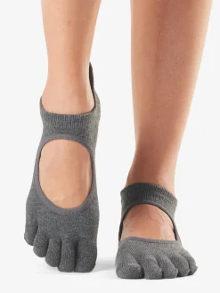 Clearance YOGAMA02 Toesox Full Toe Bellarina Grip Socks - Charcoal Grey