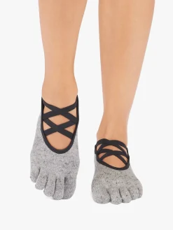 Discount YOGAMA02 ToeSox Full Toe Elle Grip Socks - Grey Speckle
