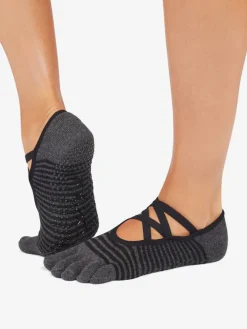 Clearance YOGAMA02 ToeSox Full Toe Elle Grip Socks - Midnight Stripe