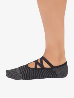 Clearance YOGAMA02 ToeSox Full Toe Elle Grip Socks - Midnight Stripe