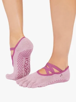 New YOGAMA02 ToeSox Full Toe Elle Grip Socks - Wineberry Heather