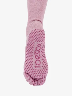 New YOGAMA02 ToeSox Full Toe Knee-High Scrunch Grip Socks - Wineberry Heather