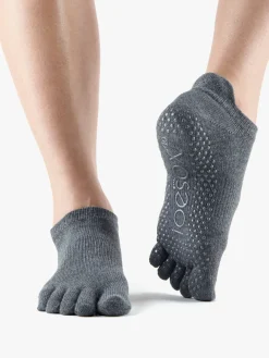 Clearance YOGAMA02 ToeSox Full Toe Low Rise Grip Socks - Charcoal Grey