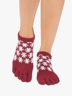 Discount YOGAMA02 ToeSox Full Toe Low Rise Grip Socks - Ruby