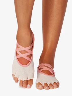 Discount YOGAMA02 ToeSox Half Toe Elle Grip Socks - Hot Coral Ombre