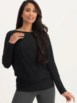 New URBANG01 Urban Goddess Budhi Long Sleeve Yoga Top - Onyx Black