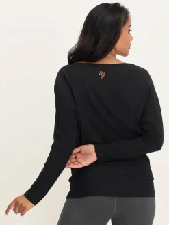 New URBANG01 Urban Goddess Budhi Long Sleeve Yoga Top - Onyx Black