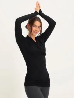 Hot URBANG01 Urban Goddess Good Karma Long Sleeve Yoga Top - Onyx Black