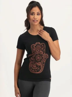 Online URBANG01 Urban Goddess Hamsa Core Yoga Tee - Onyx Black