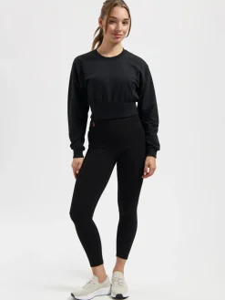 URBANG01 Urban Goddess Naya Cropped Long Sleeve Yoga Top - Onyx Black