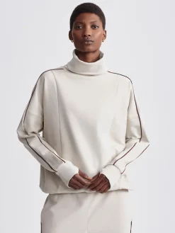 VARLEY01 Varley Ariana High Neck Midlayer - Cement Marl/Bitter Chocolate