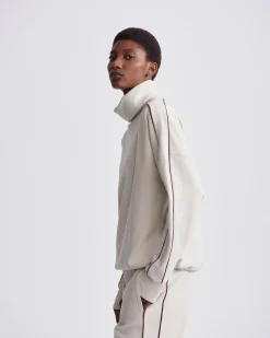 VARLEY01 Varley Ariana High Neck Midlayer - Cement Marl/Bitter Chocolate
