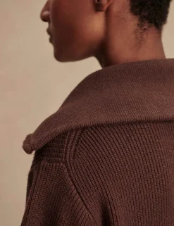 Discount VARLEY01 Varley Enrico Zip-Through Knit Jacket - Coffee Bean
