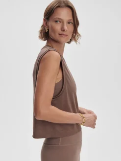 Hot VARLEY01 Varley Page Seamless Crop Tank - Deep Taupe