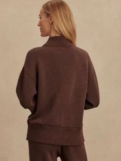 Discount VARLEY01 Varley Sally Half Zip Sweat - Coffee Bean Marl