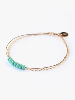 WANDER01 Wanderlust Gold & Silk Turquoise Beaded Bracelet